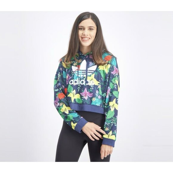 Adidas Women’s Cropped Blossom Of Life Hoodie Medium EUC - Picture 1 of 5